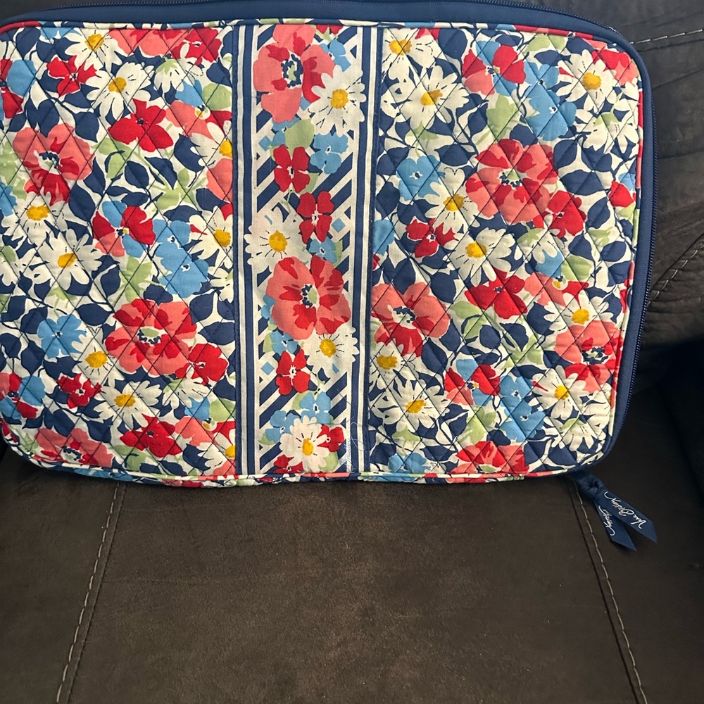 Vera Bradley Blue and Red Laptop Bag with Vibrant Floral Design